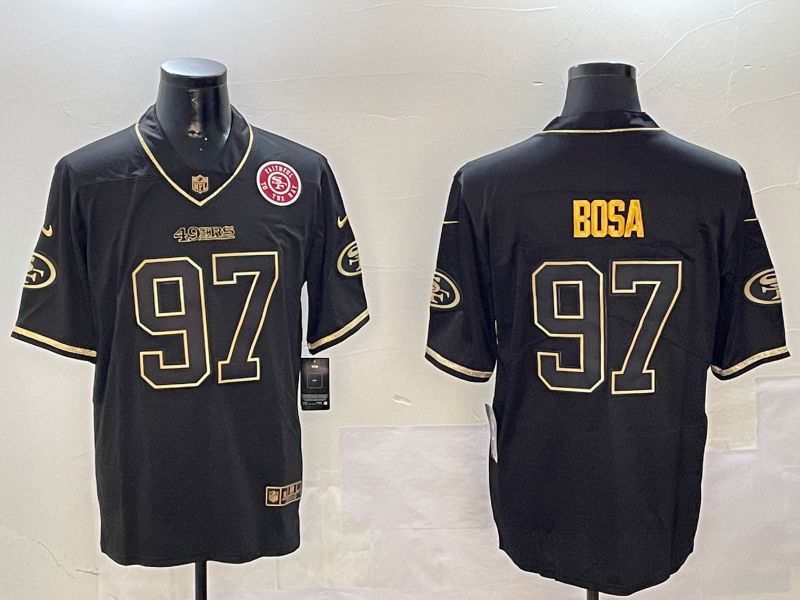 Men San Francisco 49ers #97 Bosa Black Gold Throwback 2024 Nike Limited NFL Jersey style 4